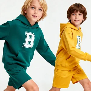 Manufacturer Streetwear Boxy Fit Brushed Oversized Patches Embroidery logo Hoodie Cotton Matching Pullover Sweat Shorts Sets