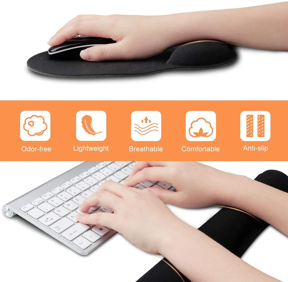 Support Memory Foam Mouse Pad With Gel Wrist Rest Non-slip Base Wrist ...