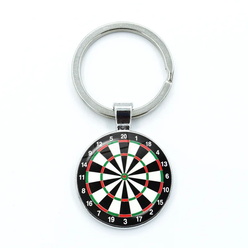 Fanhua Keychain Custom Blank Logo Dart Board Keyring Dart Disk Epoxy Sticker Dome Round Shaped Metal Keychain