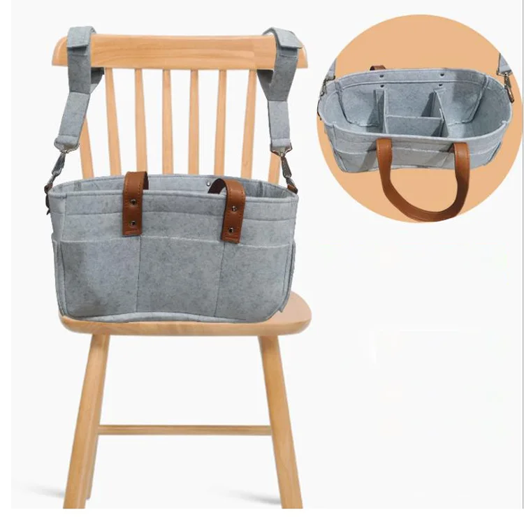 Изготовленный На Заказ войлочный детский подгузник Caddy органайзер для детской коляски сумка хранения корзина с кожаным ремешком через плечо и