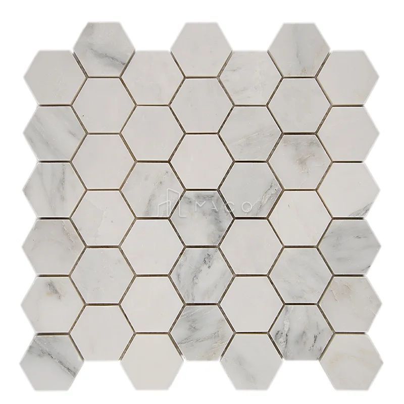 Thassos Statuary White Marble Stone Floor Mosaic Hexagon For Bathroom Flooring