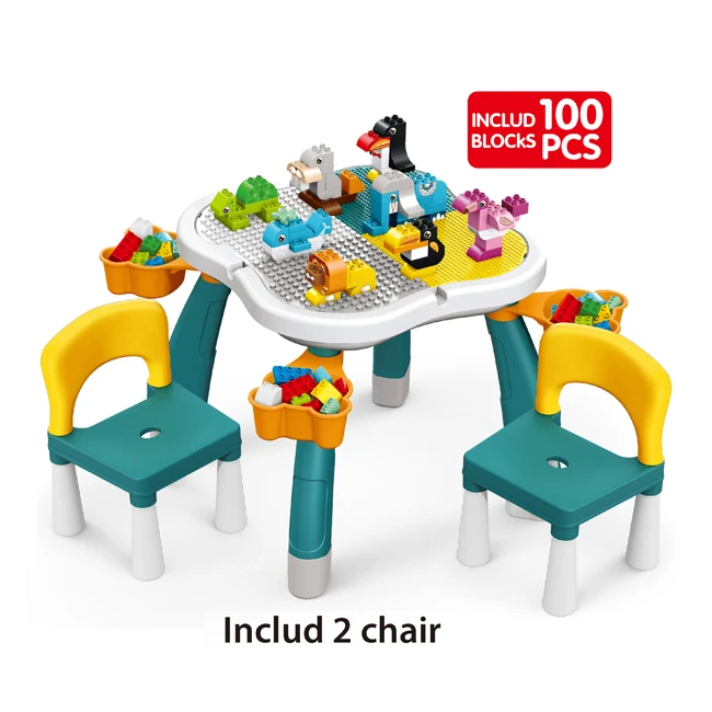 Creative Learning Desk Toy Building Blocks Multi Function Kids Table Block