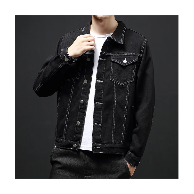 High Quality Cotton Denim Jacket Custom Men'S Long Sleeve Jacket Plus Size University Jeans Denim Jacket Coats for Man factory