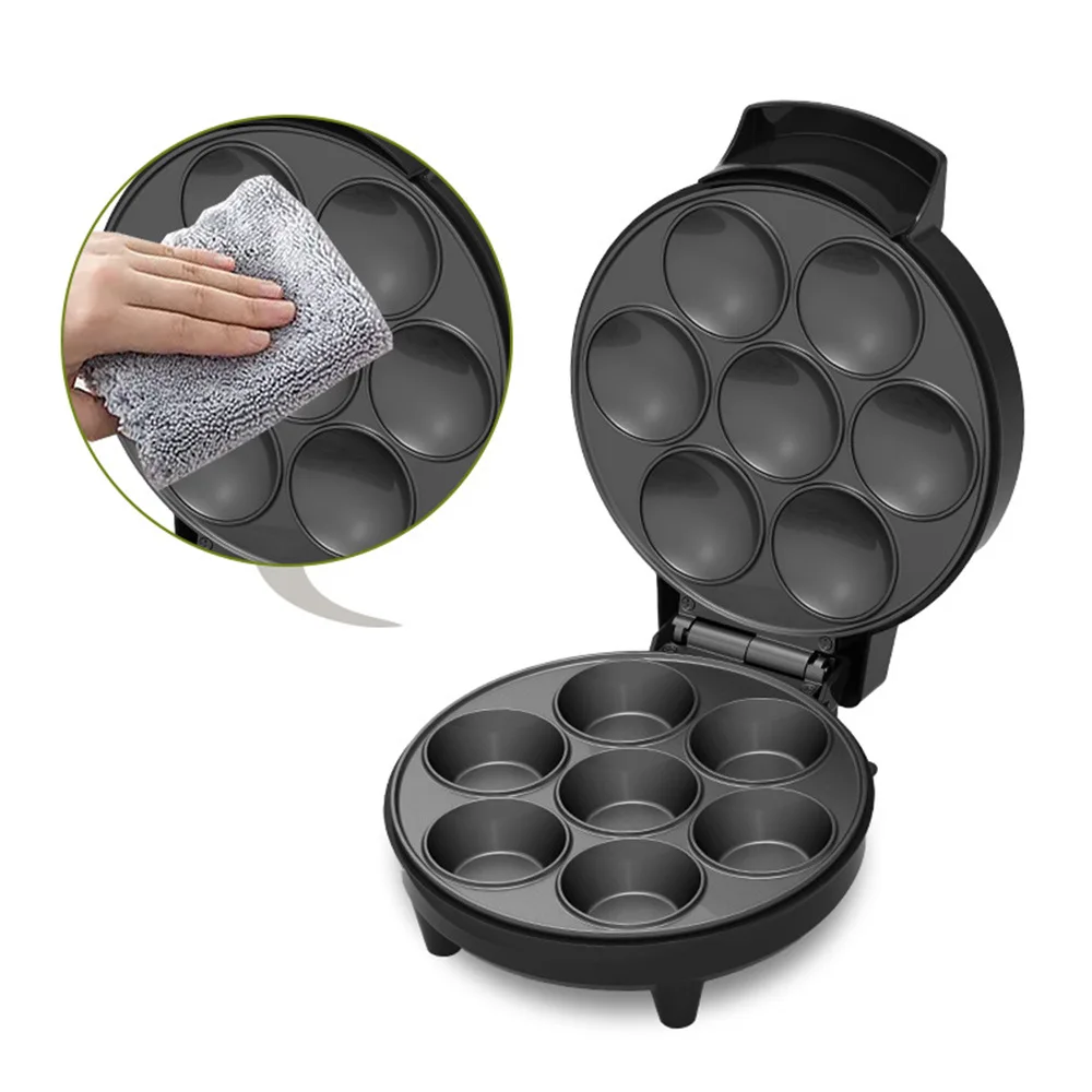 Commercial Compact Fully Automatic Detachable Round 7-Hole Double-Sided Non-Stick Toasted Breakfast Sandwich Mini Cake Makers