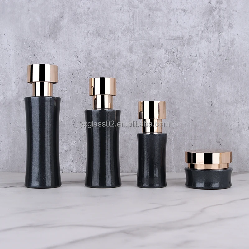 Luxury Cosmetic glass bottle set new special fashion design style Skincare cosmetic packaging glass container factory