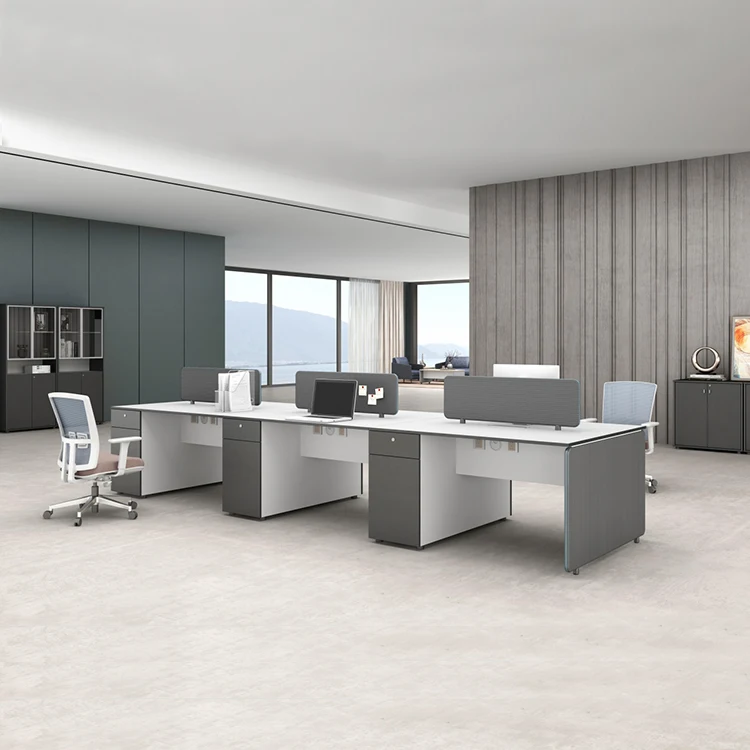 Modern Open Modular 2 4 6person Workstation Office Desk Furniture Design Work Office Table with Metal Leather Legs