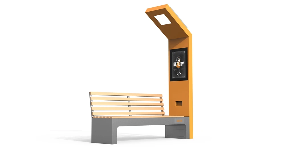 Outdoor Smart Solar Powered Advertising Bench With Usb/ Wireless