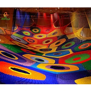 Hot Sale Kids Crochet Rope Climbing Net Children Crochet Knit Indoor Playground Colorful Rainbow Net