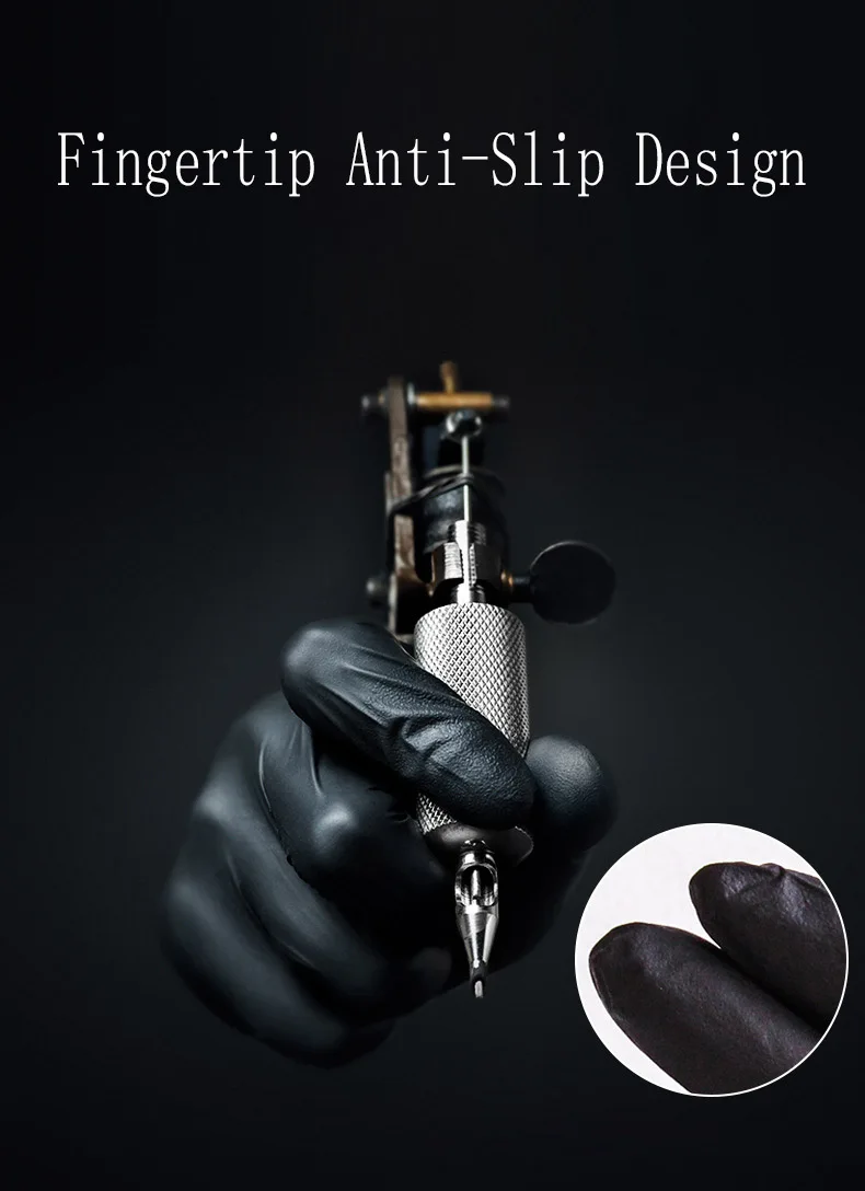 Wholesale Black Nitrile Gloves Household Examination Food Grade Powder