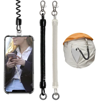 Universal Phone Lanyard Plastic phone case strap with buckle Cord Spring wrist Strap cell phone lanyard holder for Smartphone
