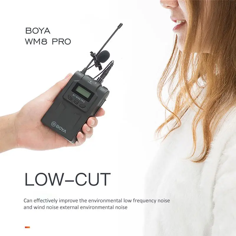 BOYA WM8 Pro-K1 UHF Wireless Lavalier Microphone System Audio Video Recorder Receiver for Canon Nikon Sony Camera Professional