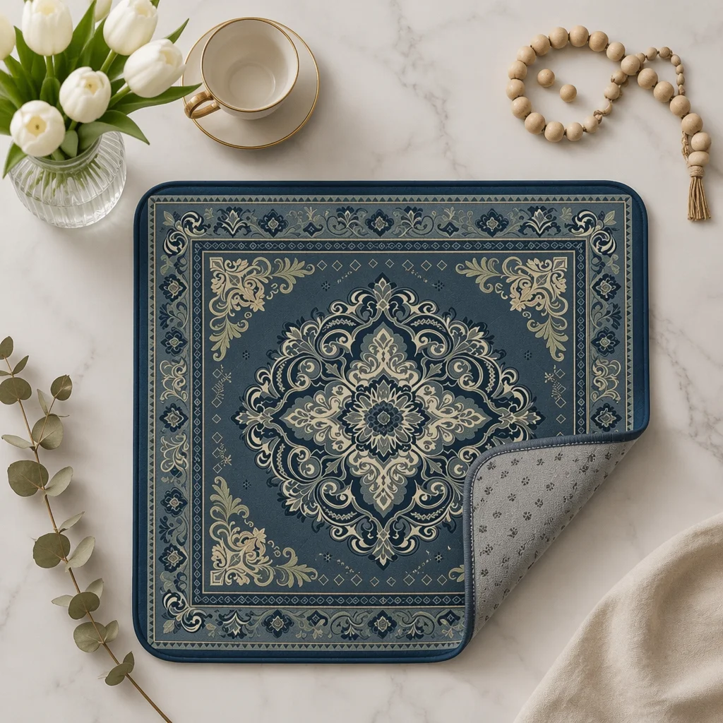 Baroque Floral Print Quilted Pet Mat — Product details 6