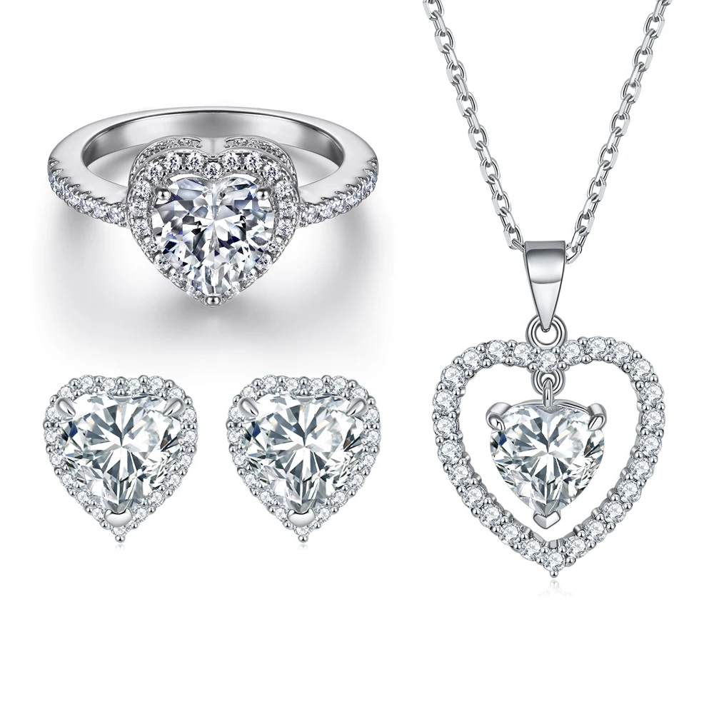 Wholesale CZ Silver Jewelry Set Rhodium Plated 925 Sterling Silver Cubic Zirconia Bridal Fashion Jewellery Sets for Women