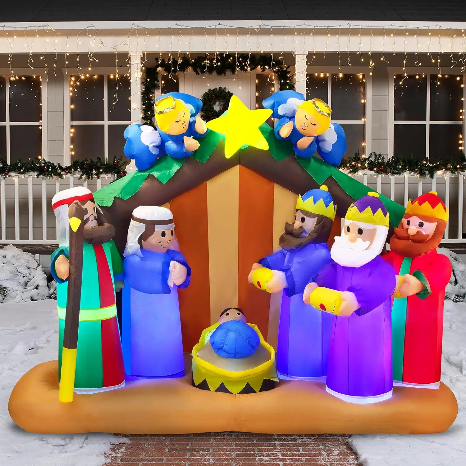 Customized Outdoor Nativity Scene with Angels Christmas Inflatable Decoration for Yard Lawn Custom Christmas Decorations