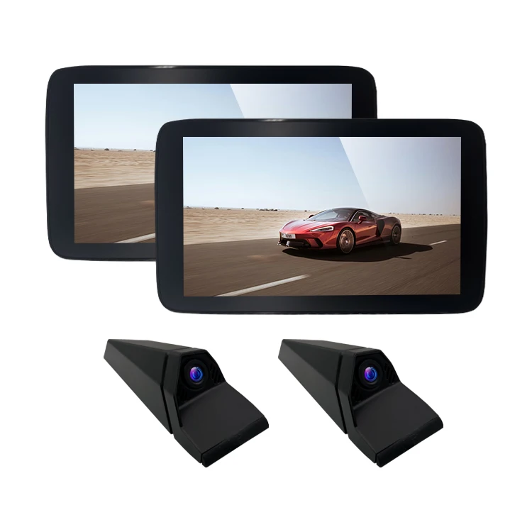 Wemaer Blind Spot Left Right 2 Side Mirror Camera Dual Monitor System Rearview Mirror Car BSD Pedestrian Warning DVR for Car