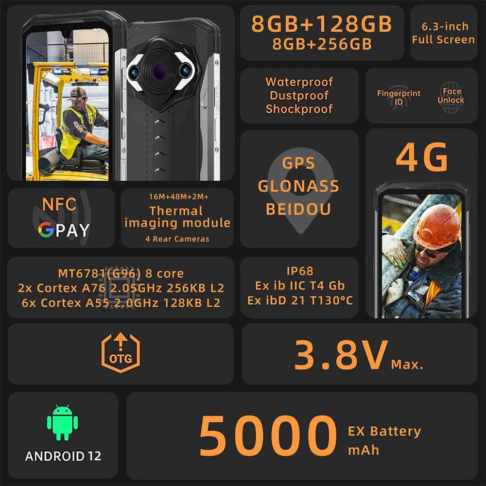 Dorland Unicorn9 Nfc Intrinsically Safe Smartphone Shockproof Dustproof Waterproof Explosion Proof Phone