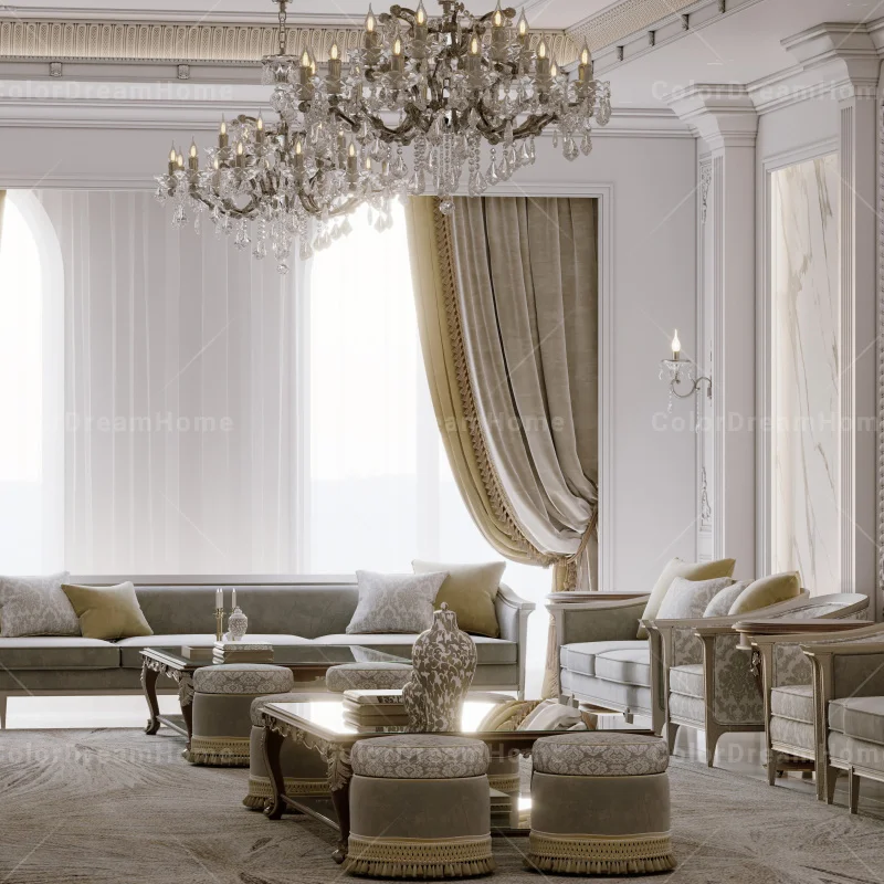 Luxury Arabic Majlis Sofa - Antique Wood Frame Seating