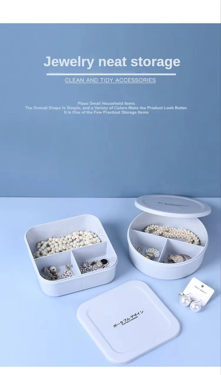 Portable Ring Earring Ear Stud Necklace Storage Box With Compartment Plastic Travel Jewelry Case Organizer factory