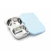 Blue lid + double-compartment stainless steel