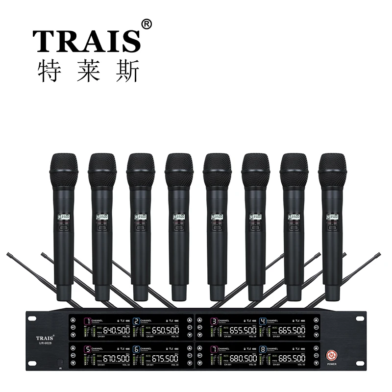 High Quality 8CH Wireless Microphone System Metal Handheld Mic for ...