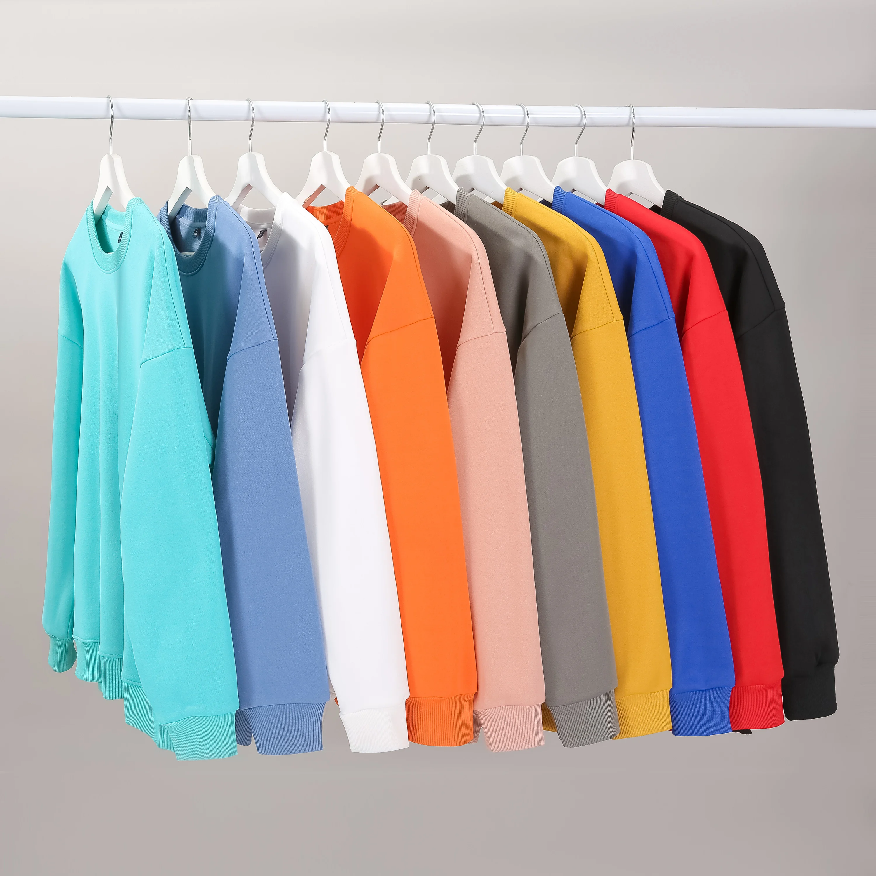 Custom man's blank plus size heavyweight 350Gsm 100% cotton hoodless sweatshirt multicolor plain uni