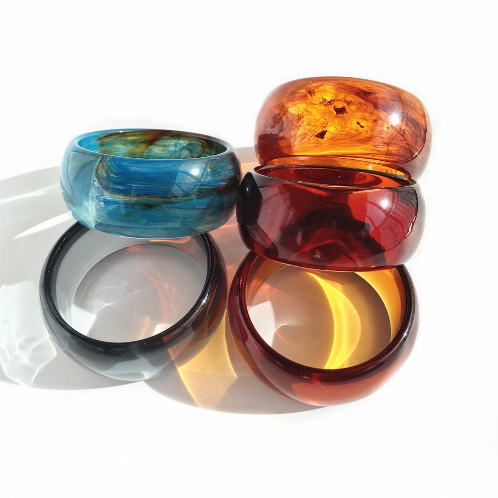 UJBOX Wide Chunky Acrylic Bracelets for Women Colorful Plastic Wrist Jewelry Accessories aperçu 3