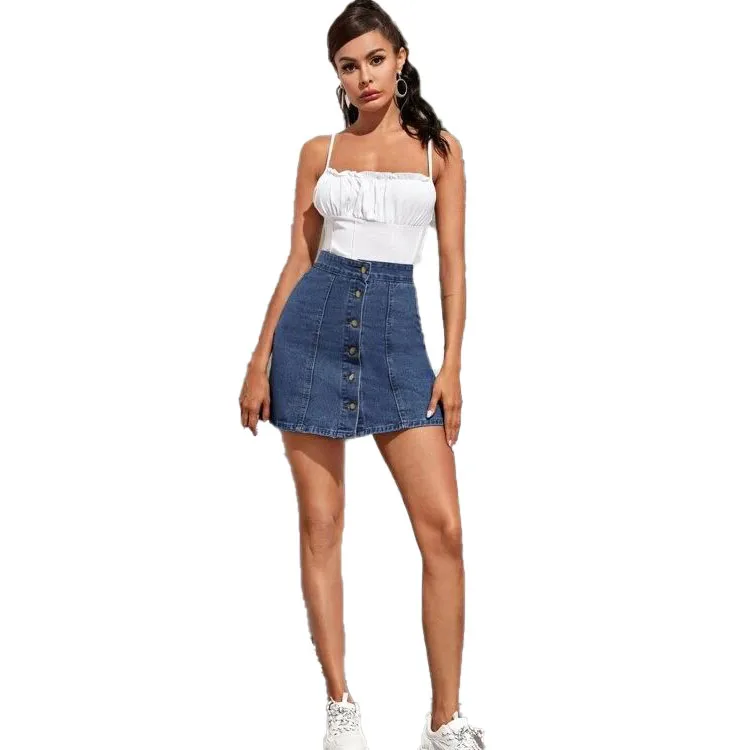 Wholesale Women Denim Short Skirt Cheap Stylish Girls Hot Mini Denim Skirt