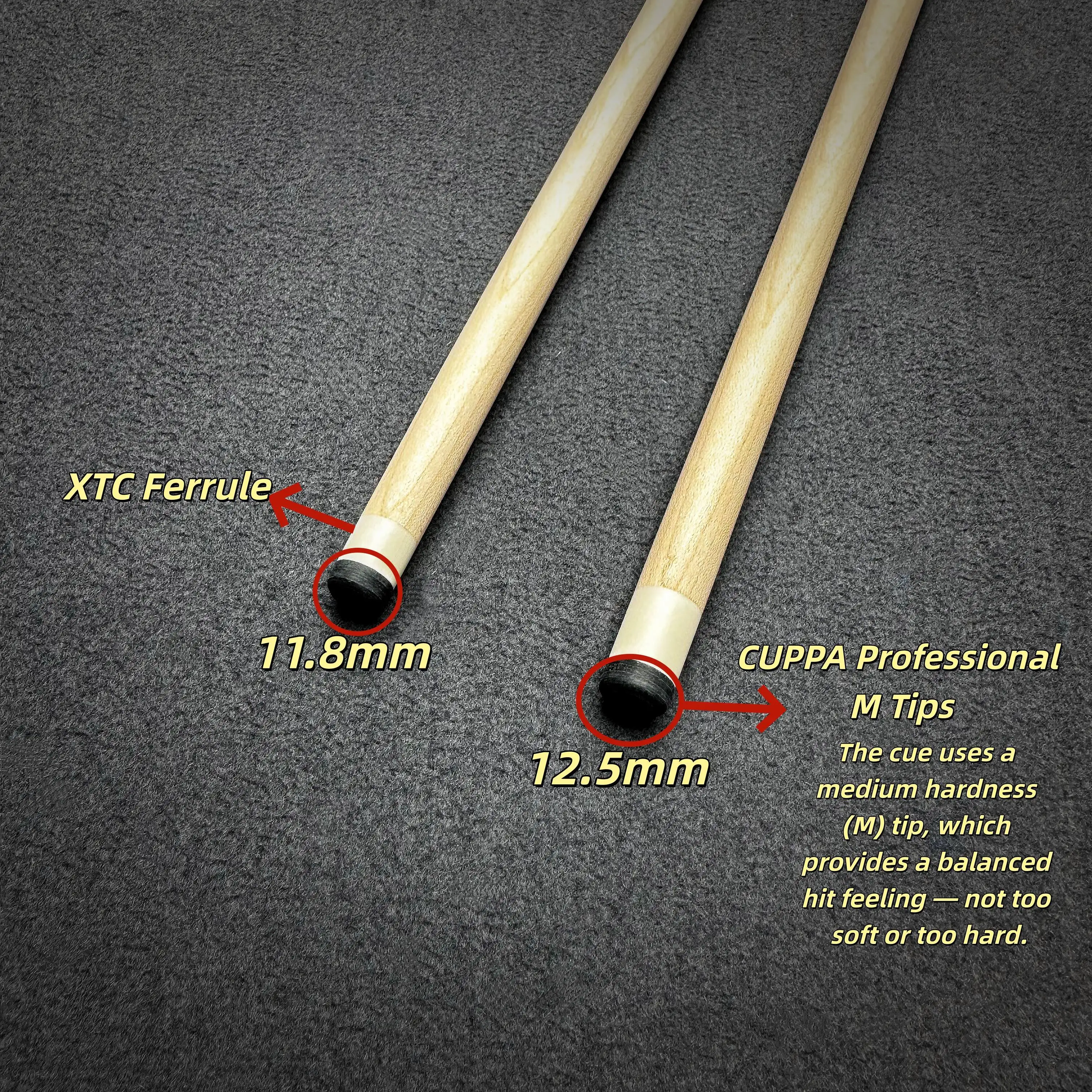 CUPPA 58 Inch Billiard Cue Stick with Leather Grip, 12.5mm Tip