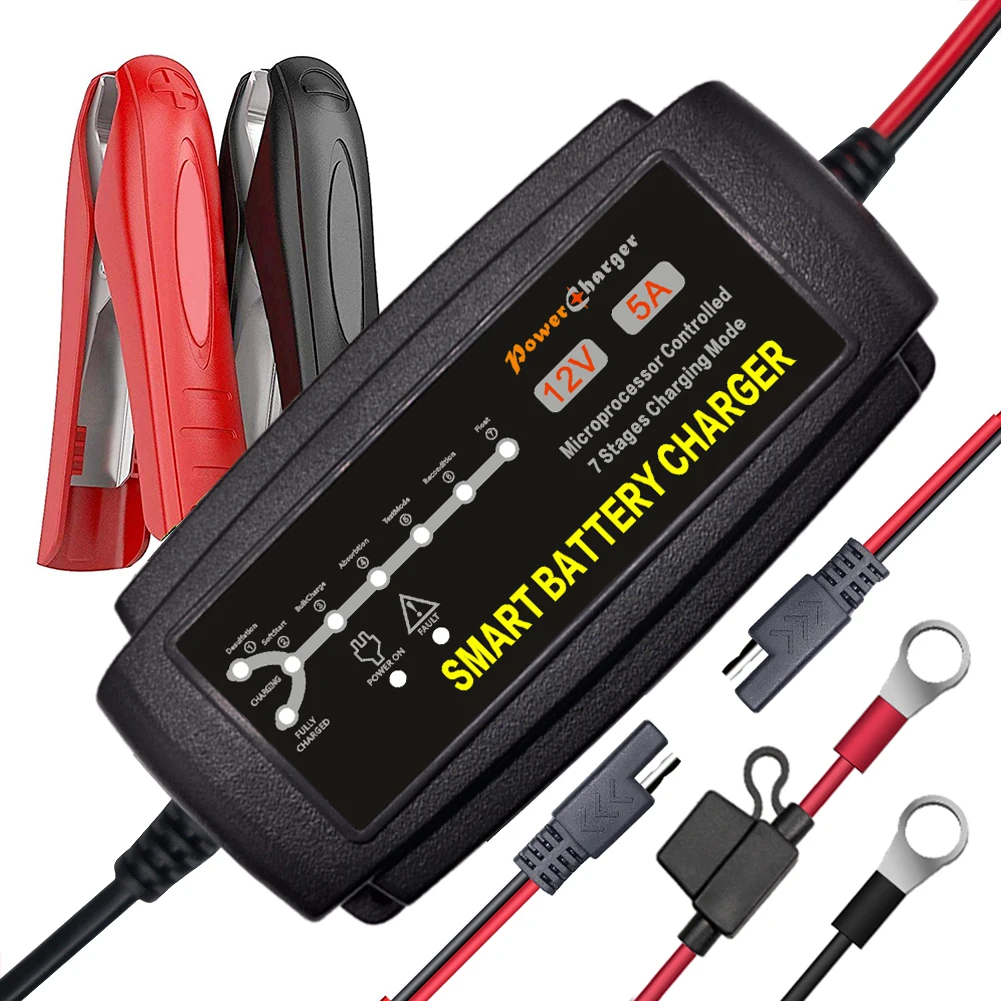 12V Automatic Smart Battery Charger Motorcycle Car Battery Charger Maintainer 12v