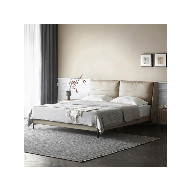 Fast Dispatch Design Super King Size Home Bedroom Furniture Up-Holstered Loyal Leather Modern Bed
