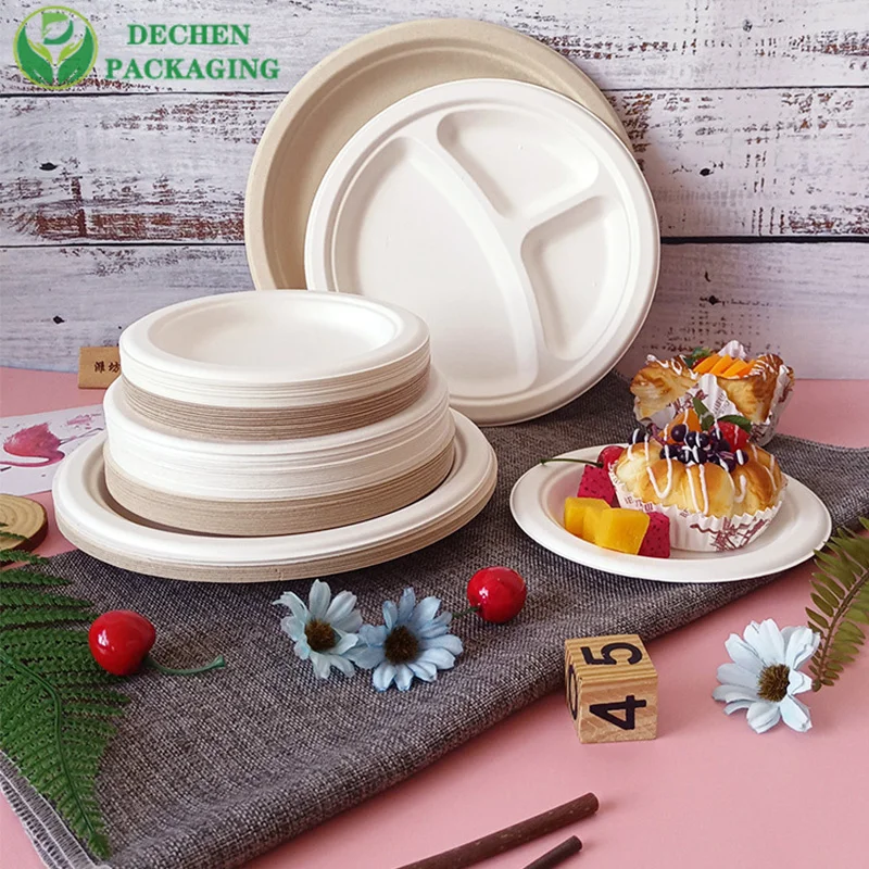 Biodegradable 10-Inch Bagasse Plates - Disposable Eco-Friendly
