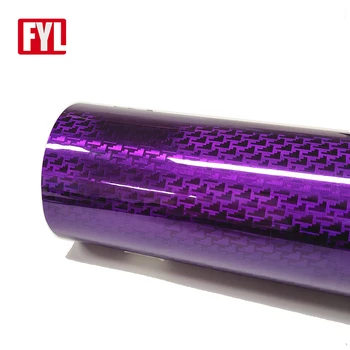 PET liner Forged Airplane pattern Carbon Fiber Purple Color Exterior/Interior Car Wrapping Vinyl