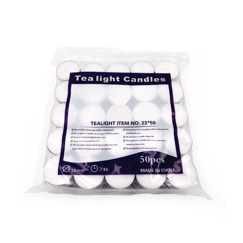 Tea Lights 8 Hour Long Burn Night Light Candles Unscented Tealight 50