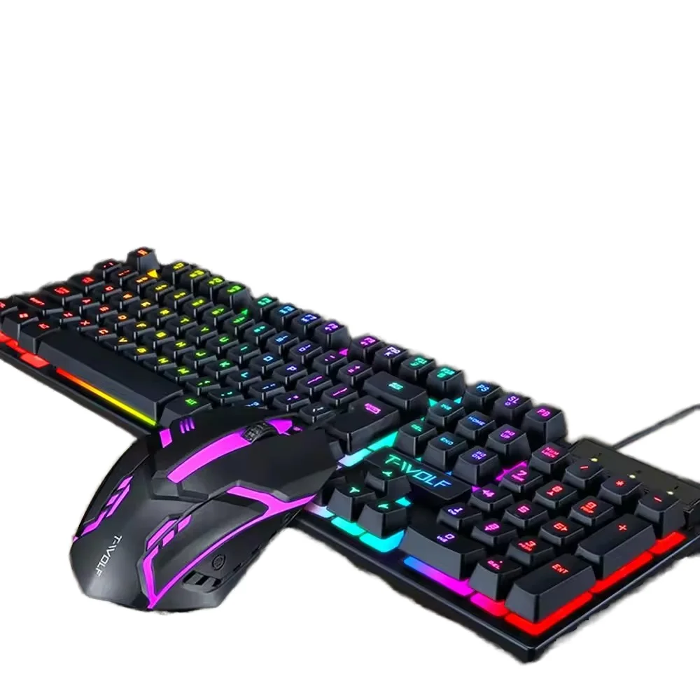 Wholesale Gamers Combo Set TF200 Glowing Cool Keyboard Mouse Combos Pudding Keycaps Clavier Gamer for Home Business Office