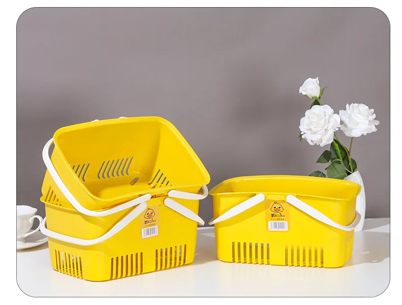 Amazon Hot Selling Plastic Hollow Shower Caddy Basket Yellow Colors