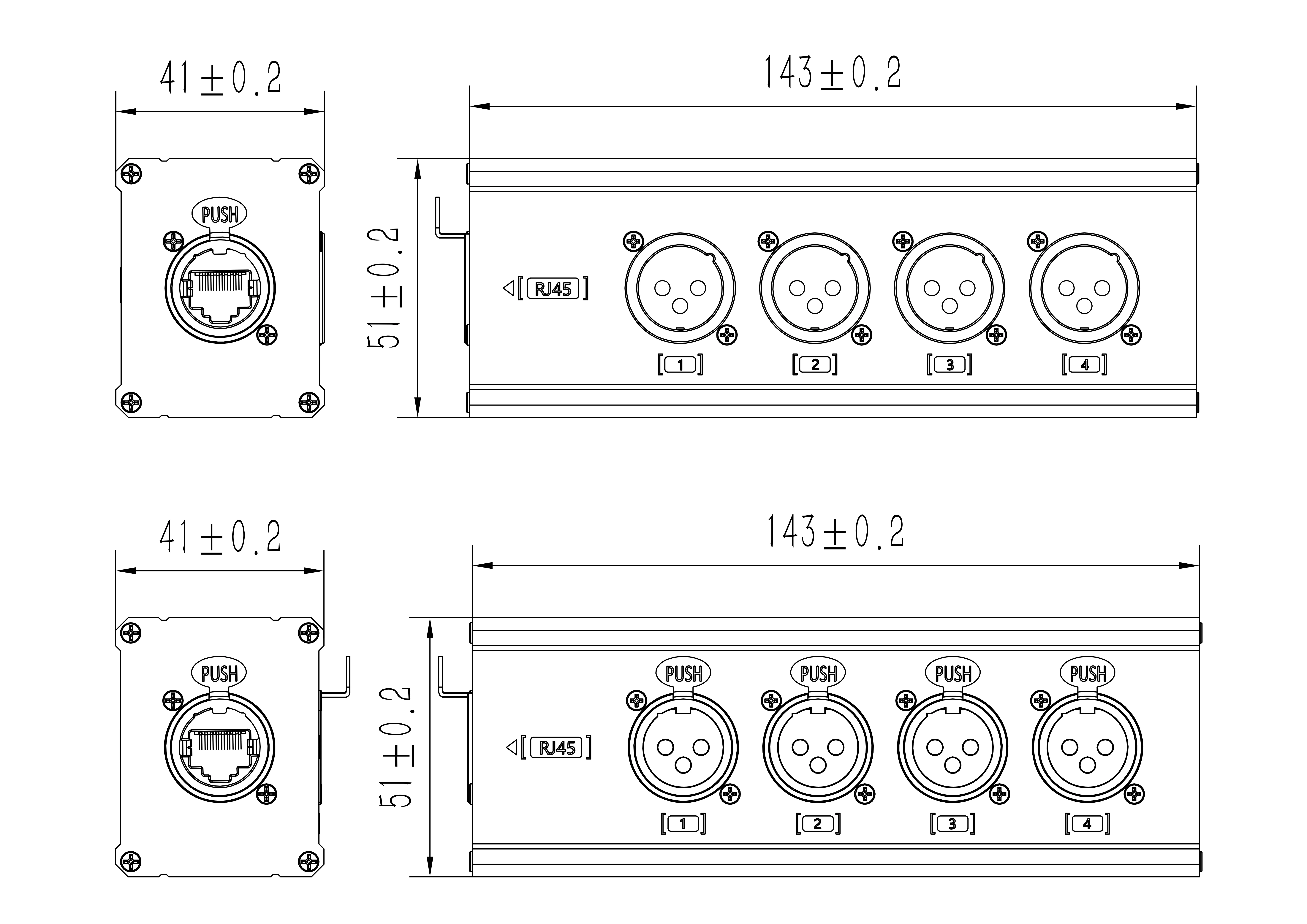 Audio DMX Network Cable Extender MAXIMON 4 Channel with RJ45 to 4 XLR Male Female Extender Box