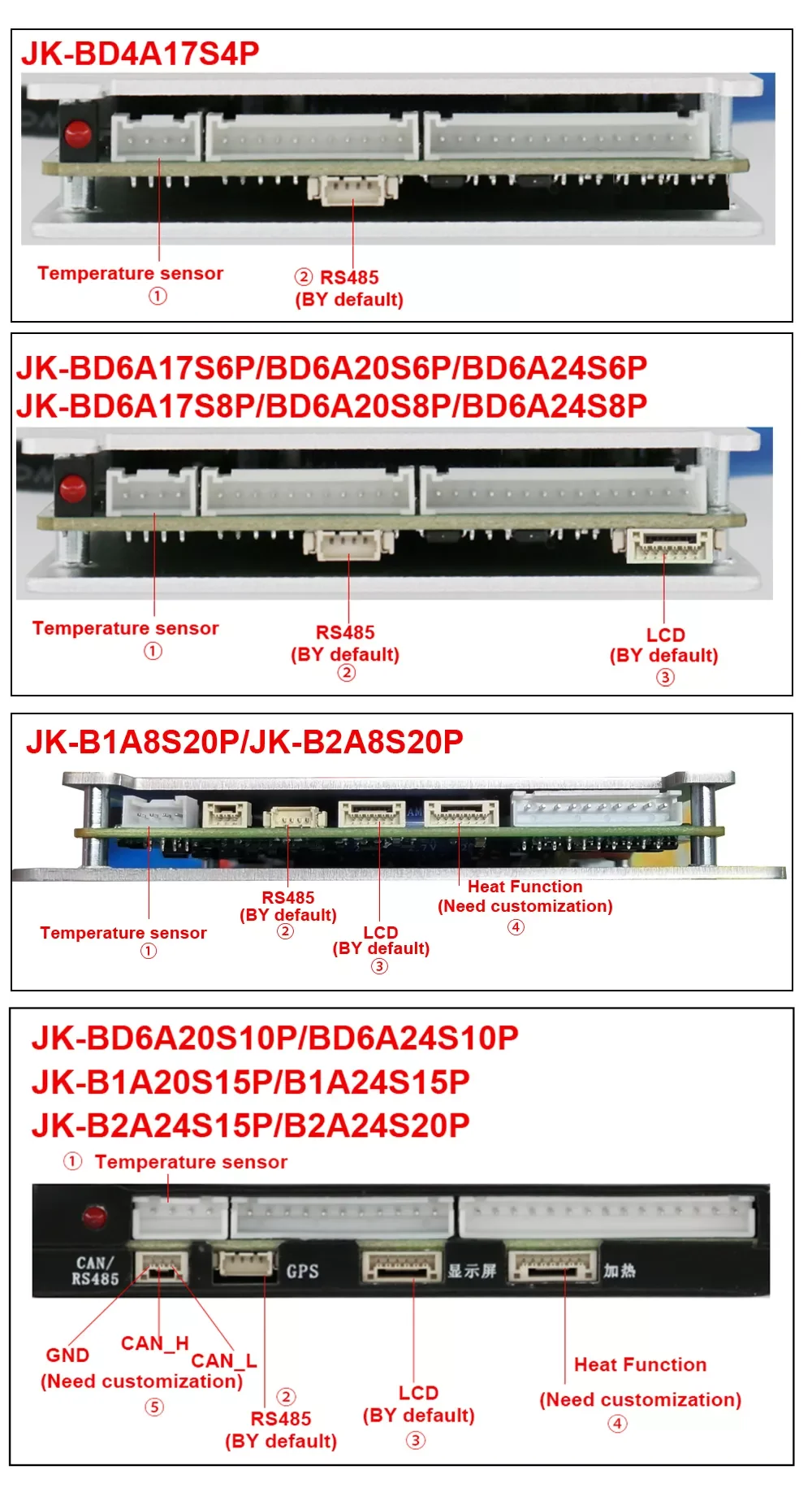 Jk B2a8s20p 12v 24v 200a Pcb Support Active Balance Function Lifepo4 ...