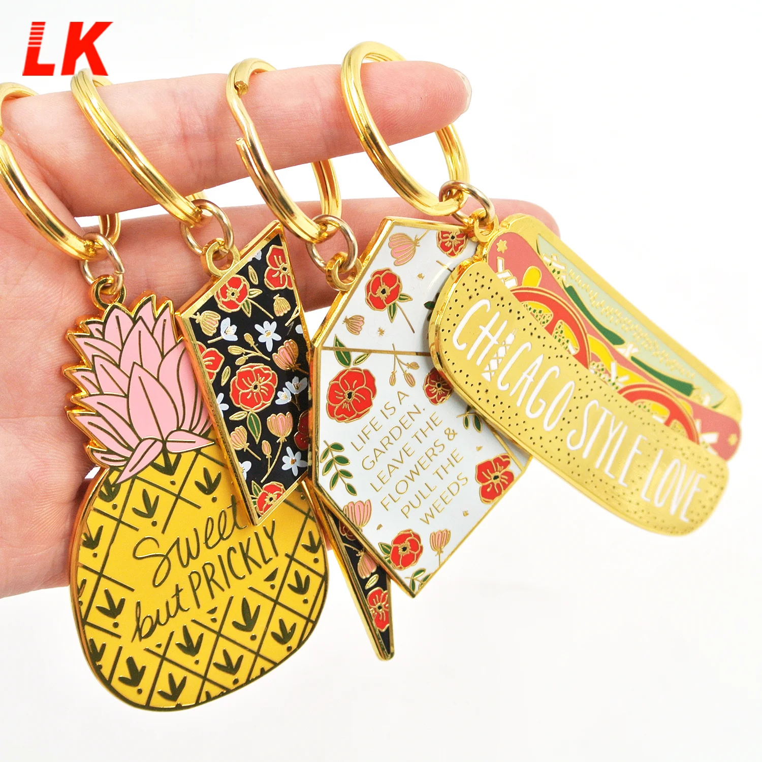 Lucky Charm Maker - New Tropical Fruit Key Chain Enamel Gold
