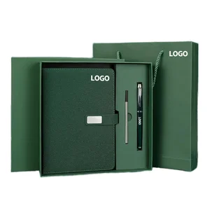 Custom Business Gift Set PU Leather Journal Notebook Logo Thermos Cup Pen with Gift Box