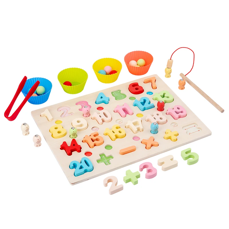 Hand Shape Number Insert Board Match Jigsaw Puzzles Montessori Wooden Toy 