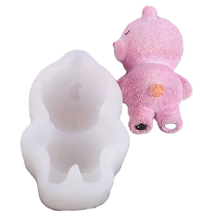 3d Pink Silicone Bear Fondant Mold Chocolate Baking Form Decorated 6.5*5cm 
