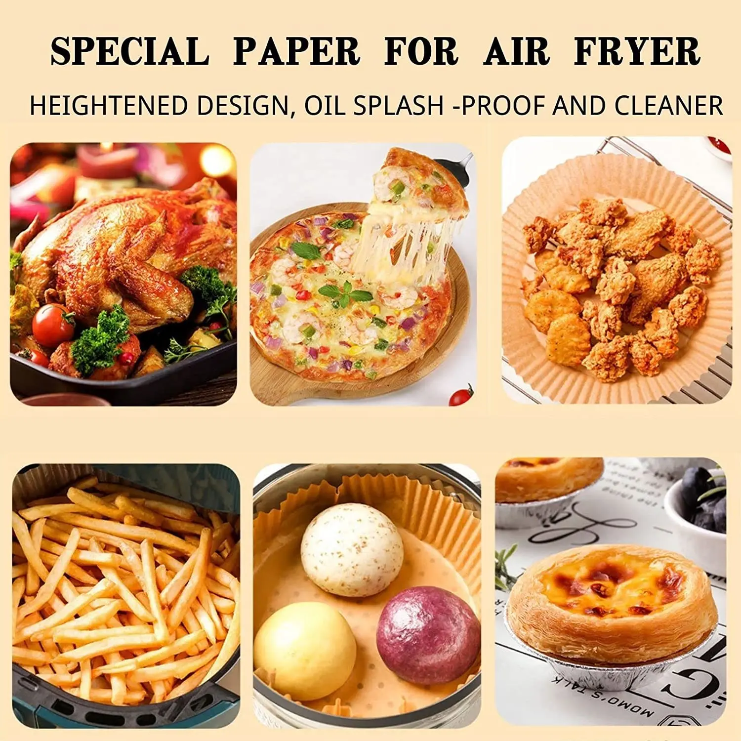 Multi use round high temperature resistant disposable tray liner nonstick air fryer paper