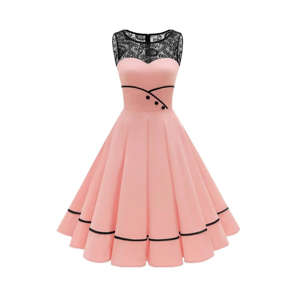 Bbonlinedress Women's Classic Solid Lace Chiffon Knee-Length Empire Waist  A-line Dress 1950s Rockabilly Retro Style Sleeveless| Alibaba.com