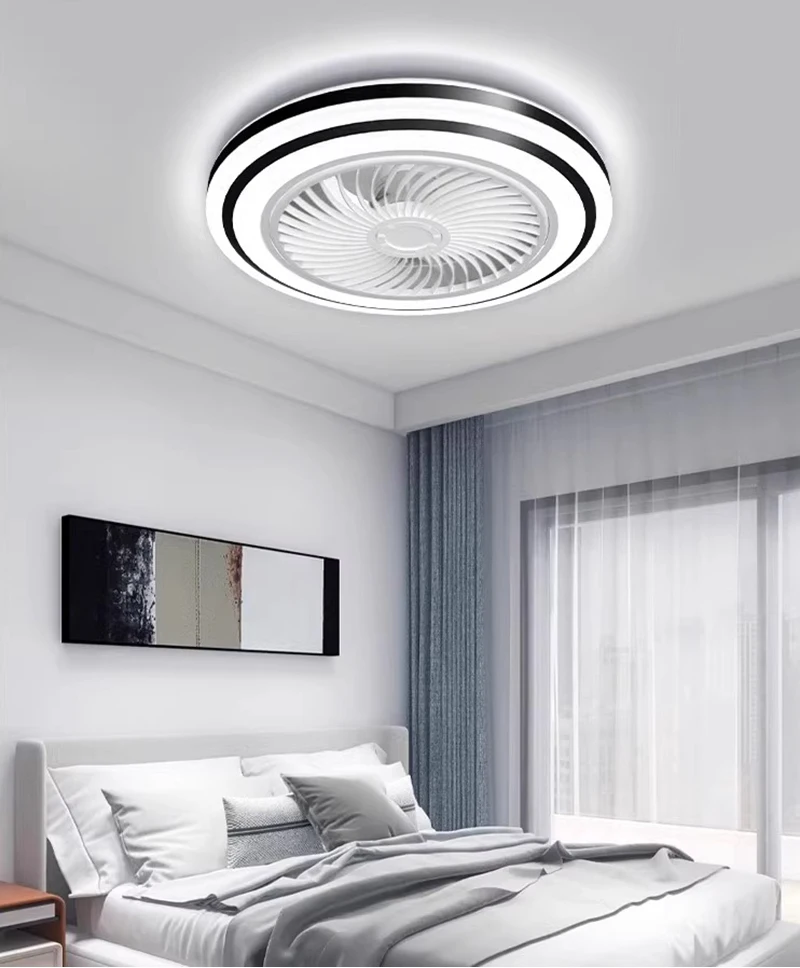 Bladeless Ceiling Fan Modern Remote Control Led Chandelier With Ceiling Fan Vintage Iron Body for Home Decor fan light
