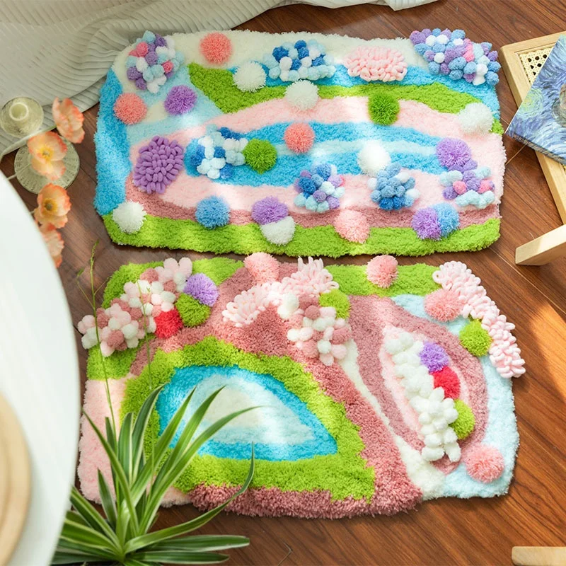 Kit Tapis Au Point Noué 69x102 Cm : Avec Crochet, Toile Imprimée Et Fils, DIY Pour Débutants, Décoration Maison