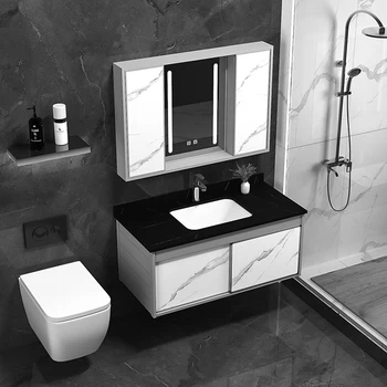 Cheap price aluminum bathroom vanity cabinet set home furniture lavabo ceramic wash basin