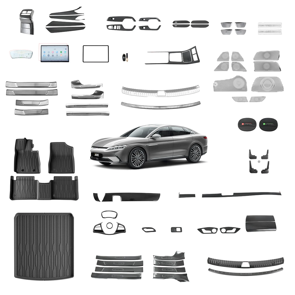 Interior Accessories for BYD Han EV New Energy Vehicles 2024 Steering Wheel Trims Car Window Panel Cover Car Armrest Cover