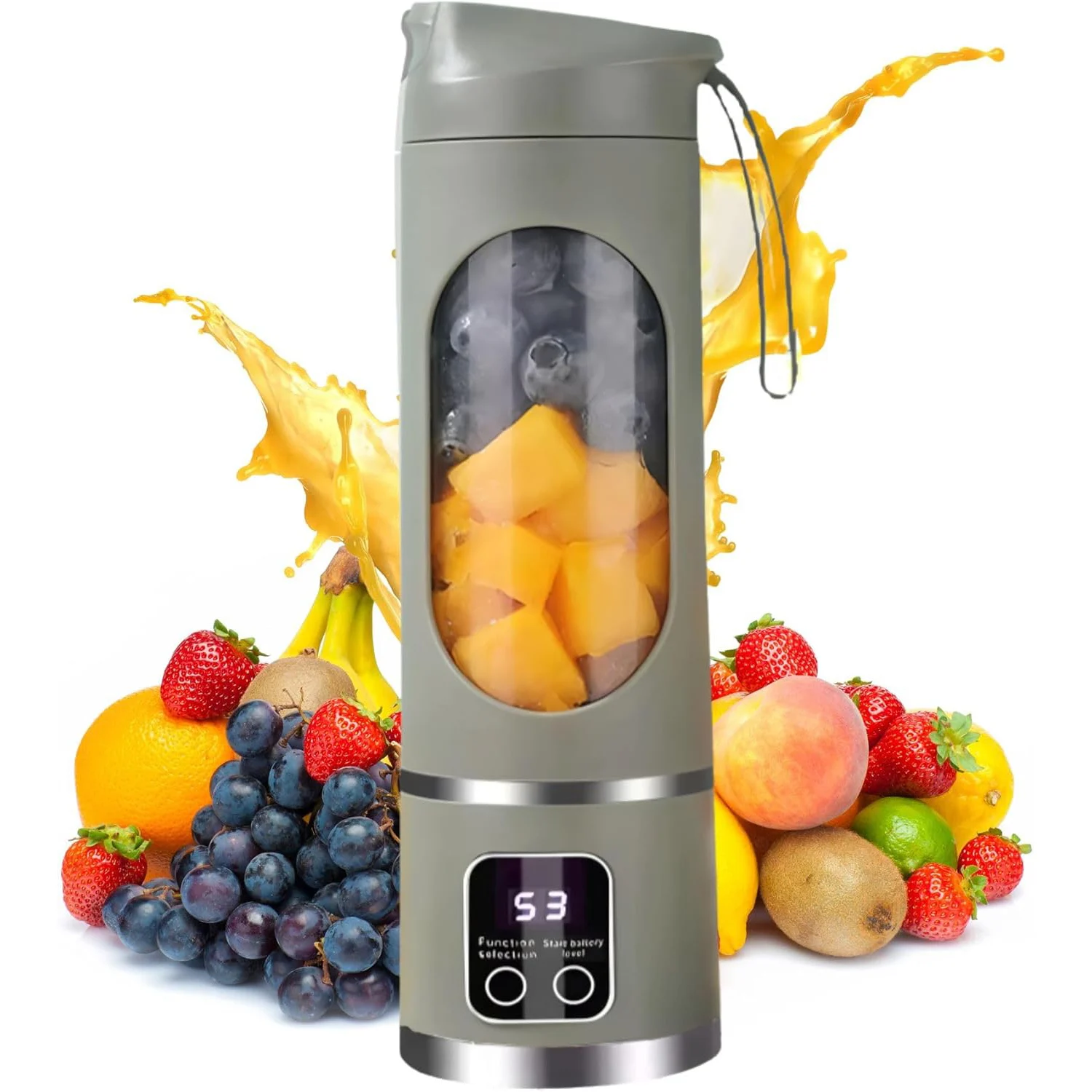 Mini Portable Electric Juicer Black Fresh Kitchen Juicer Iron Blade Low Noise Quiet Motor USB Power Source for Car RV Use