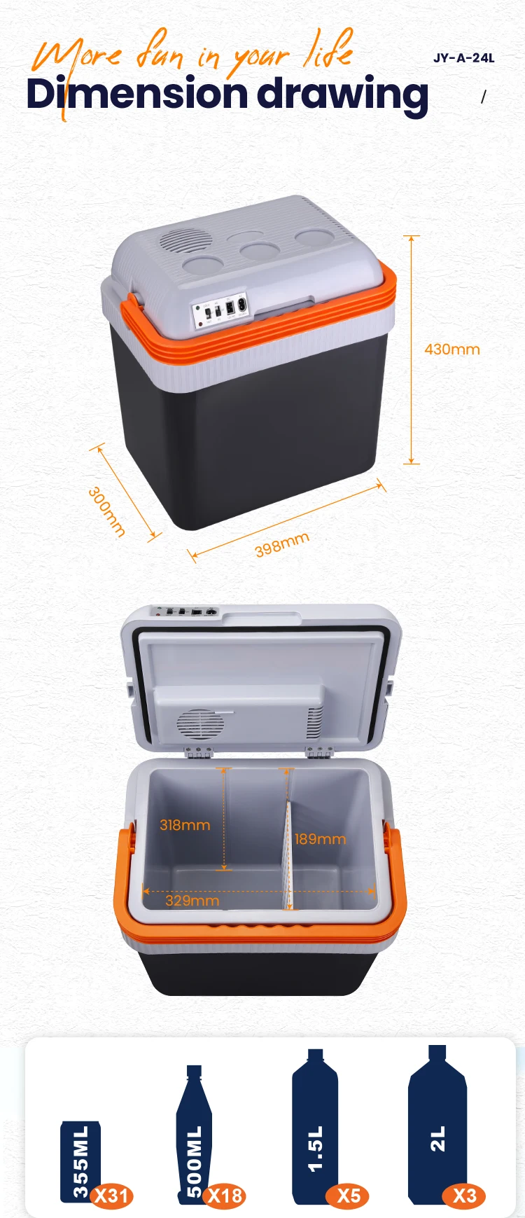 Evercool 12v 220v Ac Dc 24l Portable Cooling Electric Car Cooler Box