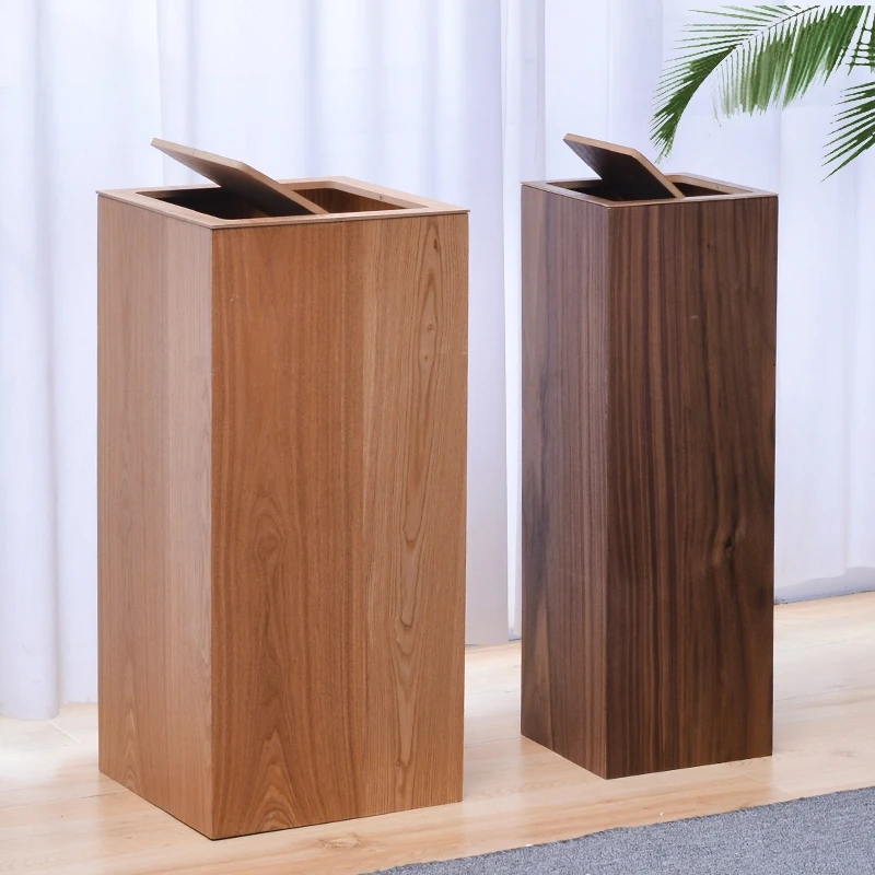 店舗什器 　木製　BIG TRASH BOX 82㌢ Japanese Style Elevated Wood Trash Can Large Wastebasket Staircase